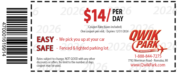 Detroit Metro Airport parking coupon for discounted DTW airport parking