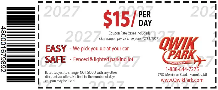 coupon for discounted DTW airport parking